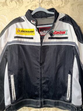 Black and White Racing Jacket with Patches